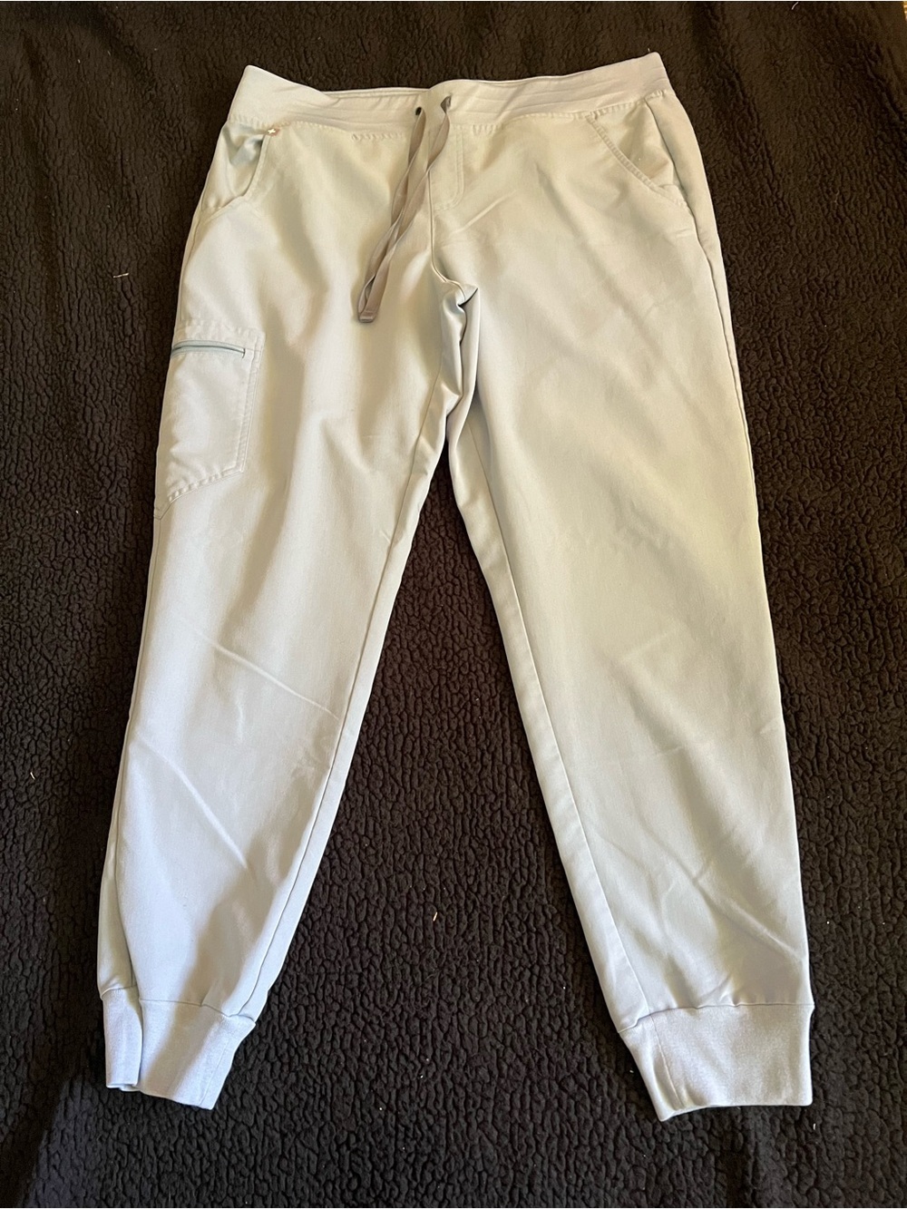 Figs Women's Light Gray Jogger Sweatpants - Drawstring Cuffed Pants